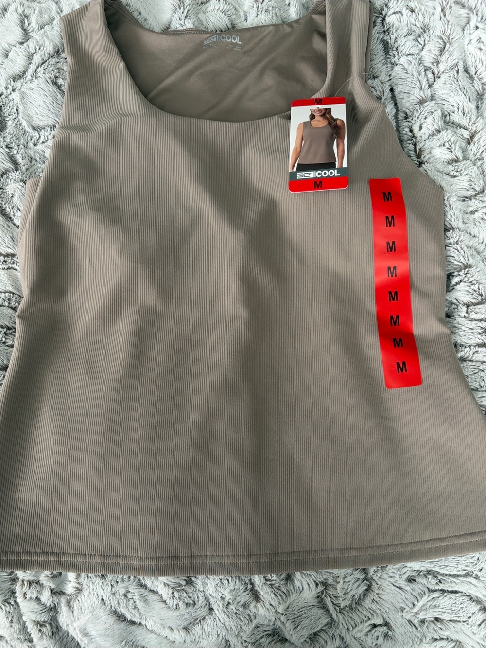 32 Degrees Cool  Taupe Ribbed Scoop Neck Tank Top - Medium